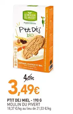 naturéO Moulin du pivert ptit dej miel - 190 g offre