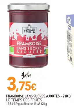 naturéO Le temps des fruits framboise sans sucres ajoutés - 210 g offre