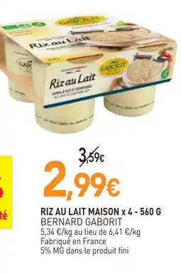 naturéO Bernard gaborit riz au lait maison x 4 - 560 g offre