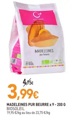 naturéO Biosoleil madeleines pur beurre x 9 - 200 g offre