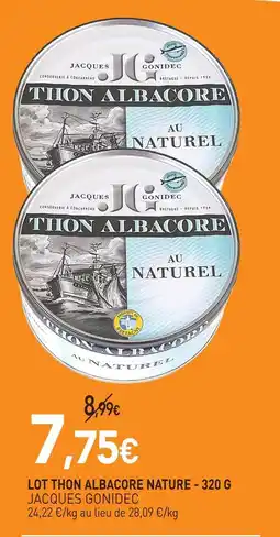 naturéO Jacques gonidec lot thon albacore nature - 320 g offre