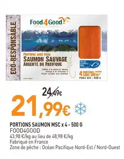 naturéO Food4good portions saumon msc x 4 - 500 g offre