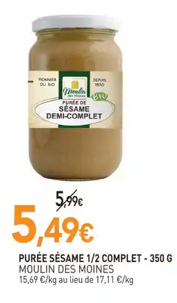 naturéO Moulin des moines purée sésame demi-complet offre