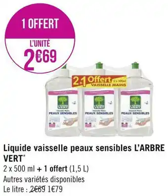 Géant Casino L’arbre vert liquide vaisselle peaux sensibles* offre