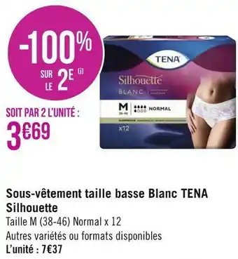 Tena sous-vêtement taille basse blanc silhouette