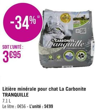 Géant Casino Tranquille litière minérale pour chat la carbonite offre