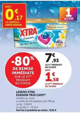 Hyper U X-tra - lessive xtra evasion trio caps offre