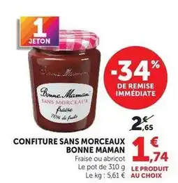 Hyper U Bonne maman - confiture sans morceaux offre