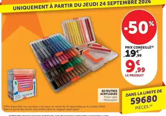Super U 60 feutres acryliques offre