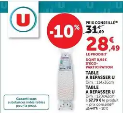 Super U U - table a repasser offre