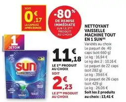 Super U Sun - nettoyant vaisselle machine tout en 1 offre