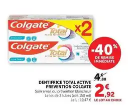 Super U Colgate - dentifrice total active prevention offre