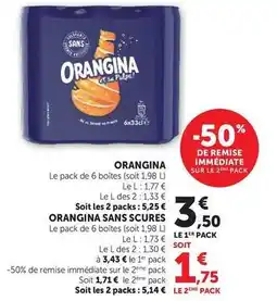 Super U Orangina - le pack de 6 boites offre