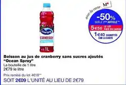 Monop' Ocean spray - boisson au jus de cranberry sans sucres ajoutés offre