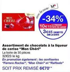 Monop' Ferrero - assortiment de chocolats à la liqueur de cerise mon chéri offre