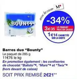 Monop' Bounty - barres duo offre