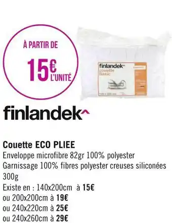 Géant Casino Finlandek couette eco pliee offre