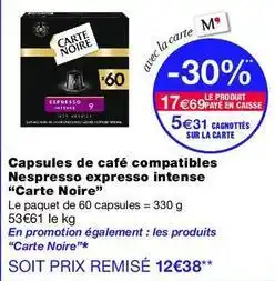 Monop' Carte noire - capsules de café compatibles nespresso expresso intense offre