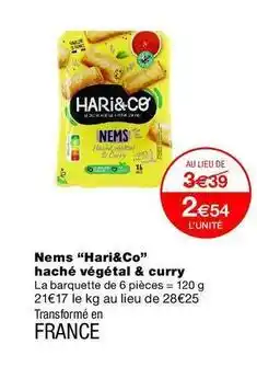 Monop' Nems hari&co haché végétal & curry offre