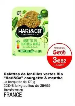 Monop' Hari & co - galettes de lentilles vertes bio offre