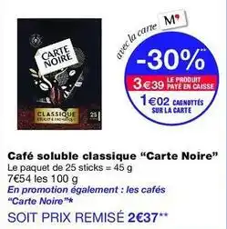 Monop' Carte noire - café soluble classique offre