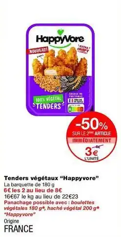 Monop' Happyvore - tenders végétaux offre