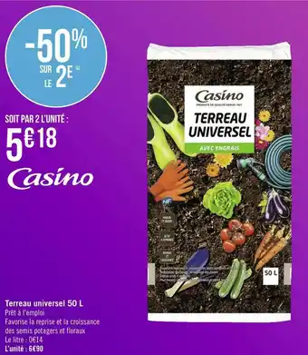 Géant Casino Casino terreau universel 50 l offre