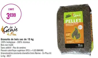Géant Casino Génie granulés de bois sac de 15 kg offre