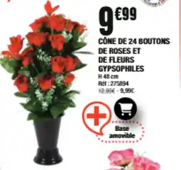 La Foir'Fouille CÔNE DE 24 BOUTONS DE ROSES ET DE FLEURS GYPSOPHILES offre