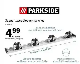 Lidl Support Avec Bloque-manches Parkside offre