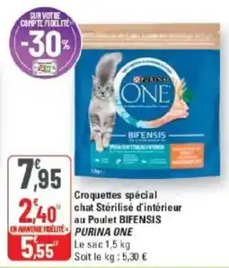 G20 PURINA ONE Croquettes spécial chat Stérilisé d'intérieur au Poulet BIFENSIS offre