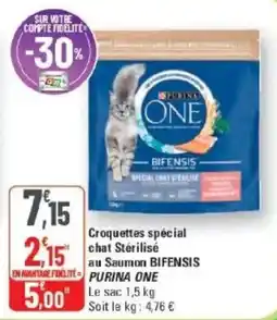G20 PURINA ONE Croquettes spécial chat Stérilisé au Saumon BIFENSIS offre