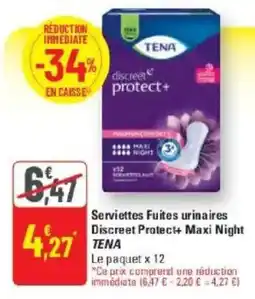 G20 TENA Serviettes Fuites urinaires Discreet Protect+ Maxi Night offre