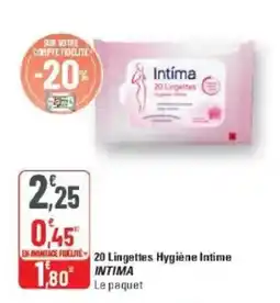 G20 Intima Lingettes Hygiène Intime offre