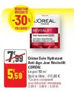 G20 L'ORÉAL Crème Soin Hydratant Anti-Age Jour Révitalift offre