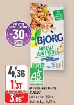 G20 BJORG Muesli aux fruits offre