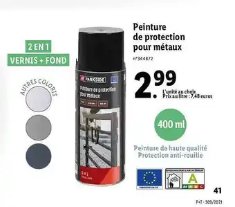 Lidl Peinture De Protection Pour Métaux offre