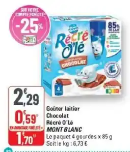 G20 Récré O'Lé Goûter laitier Chocolat offre