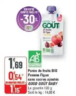 G20 Good goût purée de fruits bio pomme figue sans sucres a joutes offre