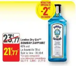 G20 BOMBAY SAPPHIRE London Dry Gin** offre