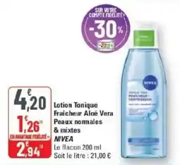 G20 NIVEA Lotion Tonique Fraîcheur Aloé Vera offre