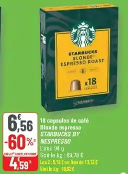 G20 STARBUCKS Blonde Espresso Roast offre