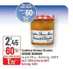 G20 BONNE MAMAN Confiture Reines-Claudes offre