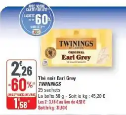 G20 TWININGS Thé noir Earl Grey offre
