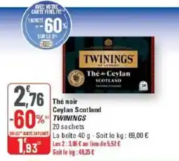 G20 TWININGS Thé noir Ceylan Scotland offre