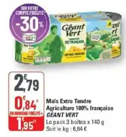 G20 Géant Vert Maïs Extra Tendre offre