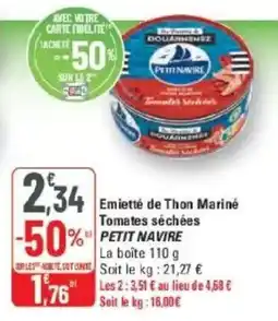 G20 PETIT NAVIRE Emiette de Thon Mariné Tomates séchées offre