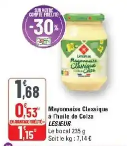 G20 Lesieur mayonnaise classique a l'huile de colza offre