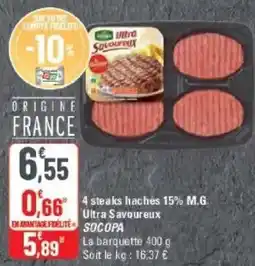 G20 SOCOPA 4 steaks hachés 15% M.G. offre