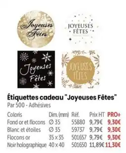Retif Joyeuses Fêtes Étiquettes cadeau offre